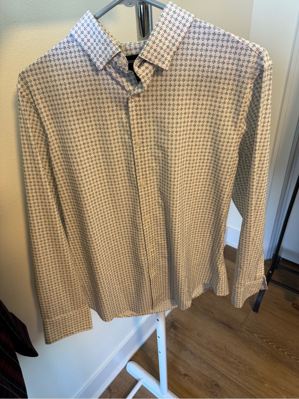 Mizzen+Main Leeward long sleeve button-up dress shirt geometric pattern Mens Med
